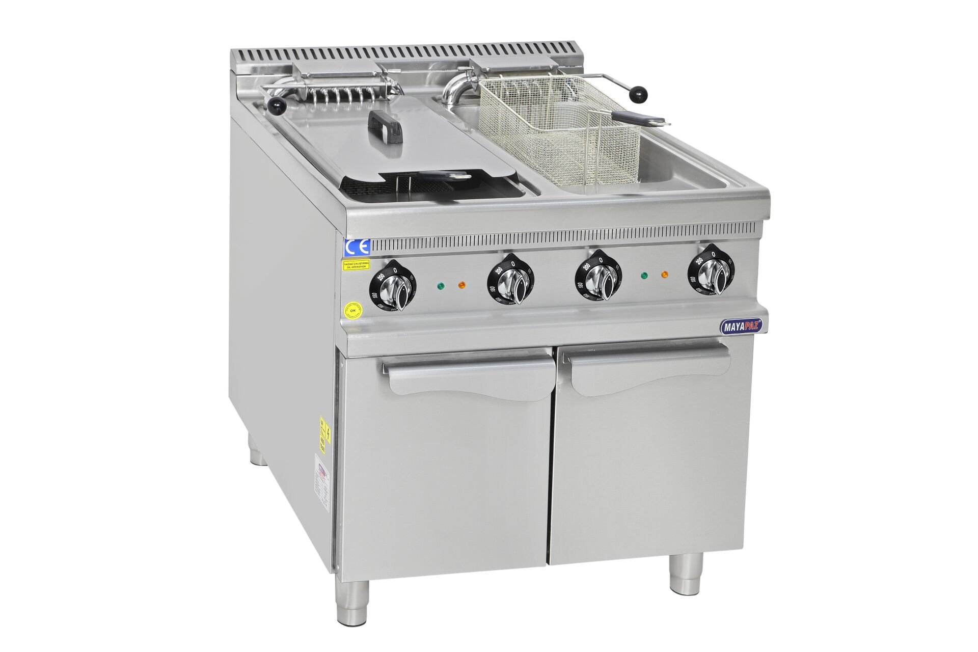 Çift Hazneli Ayaklı Elektrikli Fritöz 22+22 Litre 36 kW Alt Dolaplı