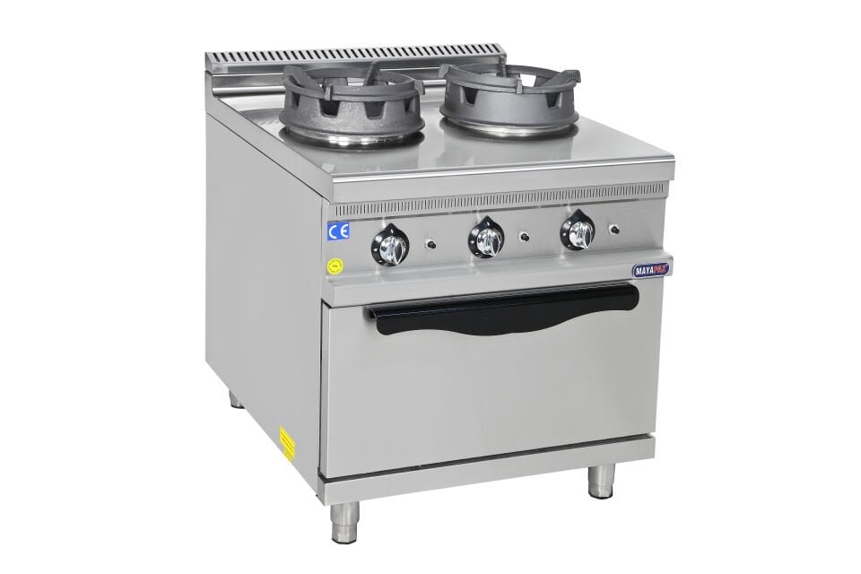Gazlı Wok Ocak İkili Dolaplı 800x900x850 mm 32 kW