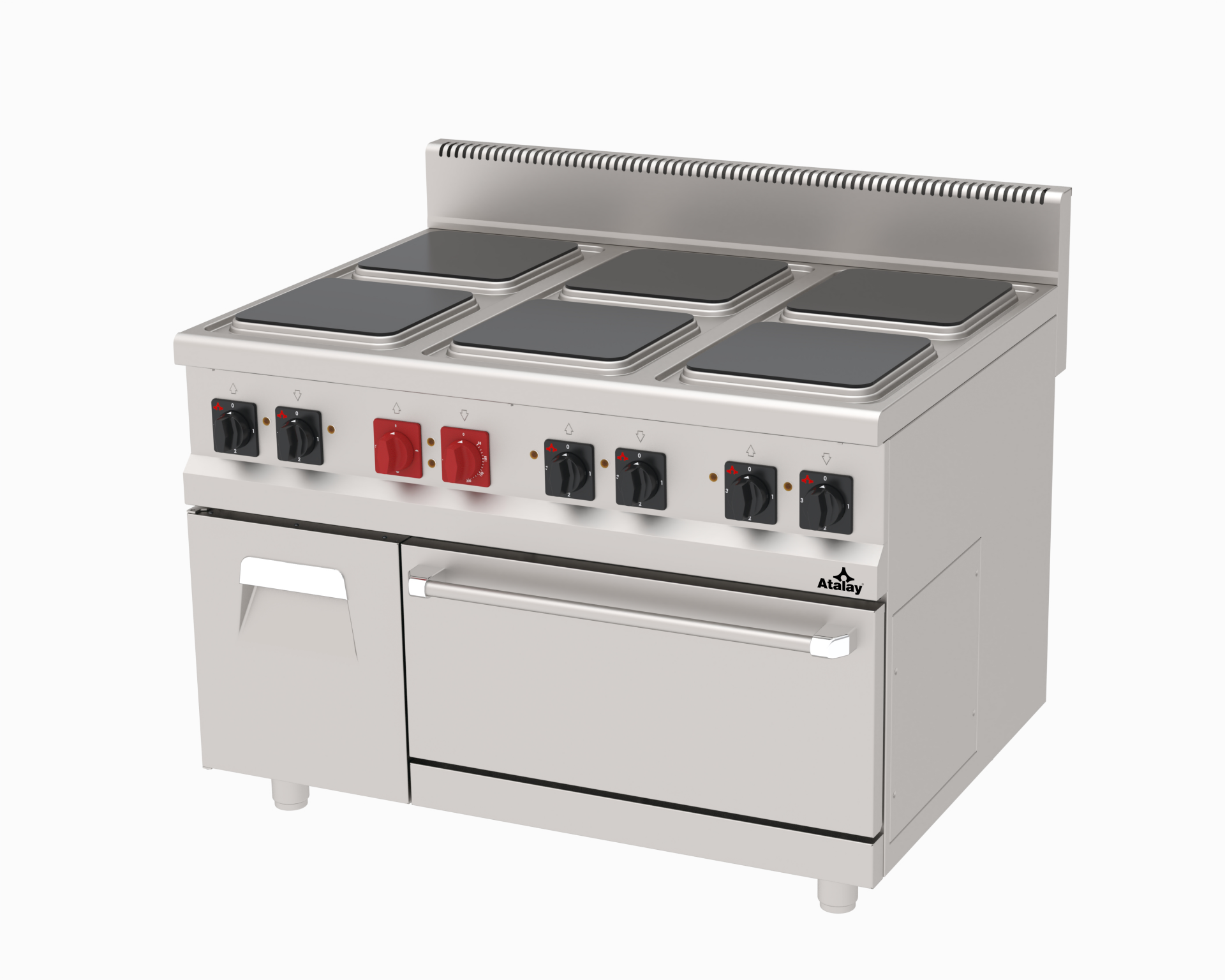 6 Gözlü Kare Plate Elektrikli Kuzine Fırınlı ve Dolaplı 30,3 kW