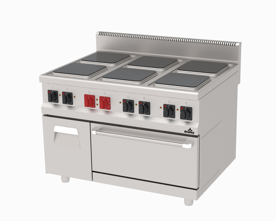 6 Gözlü Kare Plate Elektrikli Kuzine Fırınlı ve Dolaplı 30,3 kW